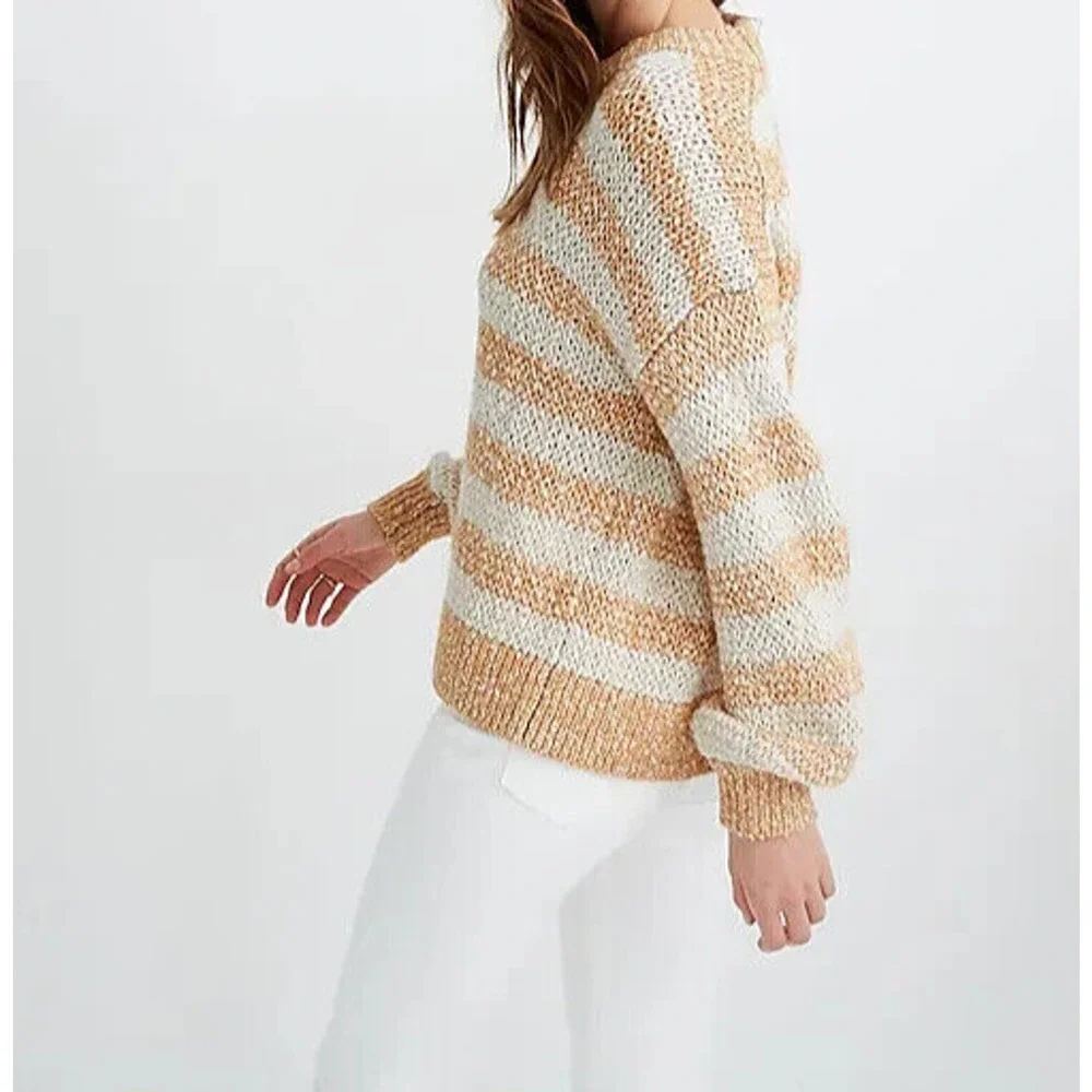 Madewell Baez Pullover Sweater Stripe Wool Alpaca Blend Size XL Oversized